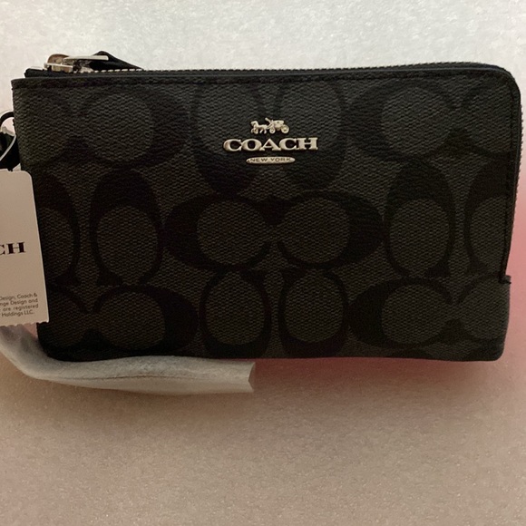 NWT 🔥 Double Corner Zip Wristlet In Signature Canvas NWT - Picture 3 of 16